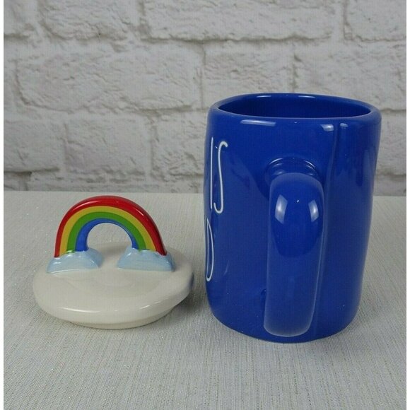 RAE DUNN Rainbow 🌈 Figural Mug Love Is Blind Blue With Lid Pride Decor New - Picture 4 of 12